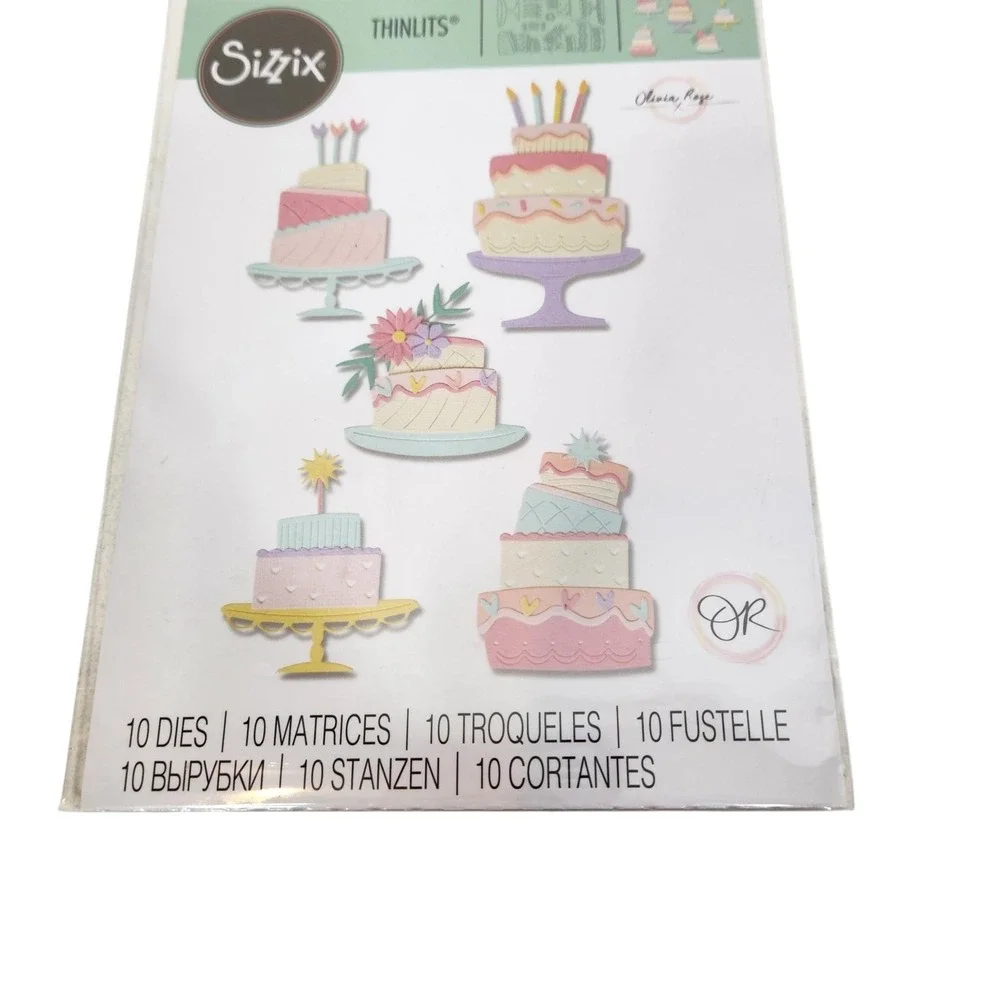 Sizzix Thinlits Build-A-Cake 10 Cutting Dies Olivia Rose 665882 Birthday Cards